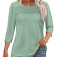 💕Last Day 50% OFF👚2026 Women's 3/4 Length Sleeve Top Pleated Front T-Shirt ✨