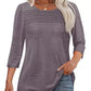 💕Last Day 50% OFF👚2026 Women's 3/4 Length Sleeve Top Pleated Front T-Shirt ✨