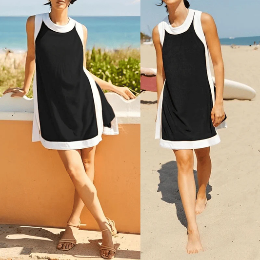📢📢50%  OFF !! ⏰Women's Casual Color Block Sleeveless Tops Matching Shorts