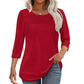 💕Last Day 50% OFF👚2026 Women's 3/4 Length Sleeve Top Pleated Front T-Shirt ✨