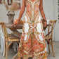 💕Limited Sale 60% OFF🎁Women’s Retro Print V-Neck Sleeveless Maxi Dress