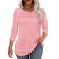 💕Last Day 50% OFF👚2026 Women's 3/4 Length Sleeve Top Pleated Front T-Shirt ✨