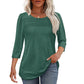 💕Last Day 50% OFF👚2026 Women's 3/4 Length Sleeve Top Pleated Front T-Shirt ✨