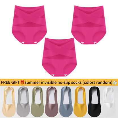 ⏰💖Last Day-Buy 1 Get 3 Packs‼️💖Plus-Size High-Waist Cross Tummy Control Panties✨
