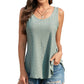 🔥Hot Sale 50% OFF💥Womens Tank Tops Sleeveless EyeletEmbroidery Scoop Neck Loose Fit Casual SummerFlowy