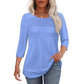 💕Last Day 50% OFF👚2026 Women's 3/4 Length Sleeve Top Pleated Front T-Shirt ✨