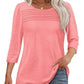 💕Last Day 50% OFF👚2026 Women's 3/4 Length Sleeve Top Pleated Front T-Shirt ✨