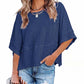 ⏳⏰LAST DAY SALE ONLY ￡10.99!!🔥🌸Women's Solid Color Splicing Loose Five Points Flare Sleeve T-Shirt