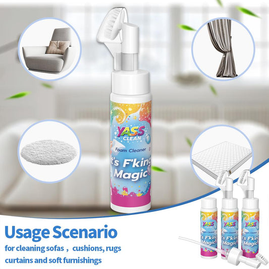 ⏳LAST DAY BUY 2 GET 1 FREE!!🧼💖Yass Clean Magic Foam Cleaner for Carpets & Upholstery – Pet Stain & Odour Remover with Cleaning Brush🪄