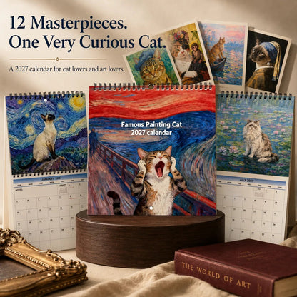 💥New Product 50% Off🎁🐱 2027 Cat Art Calendar — 12 Masterpieces Reimagined With A Curious Feline Twist