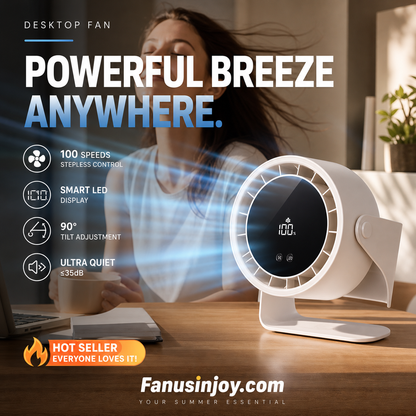 🌬️LAST DAY SPECIAL PRICE!!❄️100-Speed Desk Fan – Stepless, Quiet & Dual-Use Design