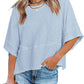 ⏳⏰LAST DAY SALE ONLY ￡10.99!!🔥🌸Women's Solid Color Splicing Loose Five Points Flare Sleeve T-Shirt