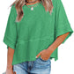 ⏳⏰LAST DAY SALE ONLY ￡10.99!!🔥🌸Women's Solid Color Splicing Loose Five Points Flare Sleeve T-Shirt