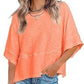 ⏳⏰LAST DAY SALE ONLY ￡10.99!!🔥🌸Women's Solid Color Splicing Loose Five Points Flare Sleeve T-Shirt
