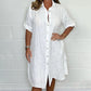 💥2026 Hot Sale 50% OFF🤩Women's Cotton and Linen Button Shirt Dress