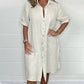 💥2026 Hot Sale 50% OFF🤩Women's Cotton and Linen Button Shirt Dress