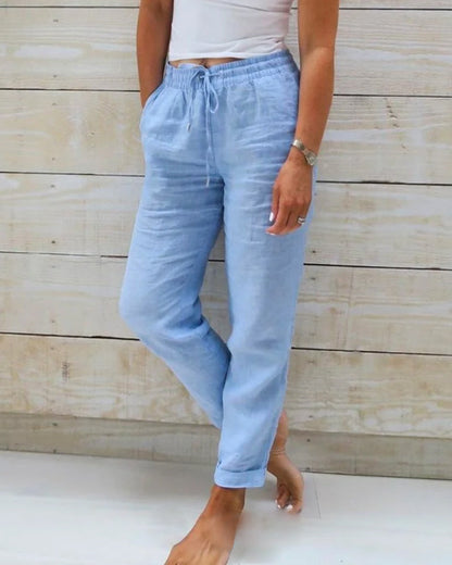 📢📢50% OFF !!!⏰Women's  Elastic Waist Cotton Linen Wide Leg Pants