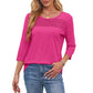 💕Last Day 50% OFF👚2026 Women's 3/4 Length Sleeve Top Pleated Front T-Shirt ✨