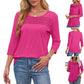 💕Last Day 50% OFF👚2026 Women's 3/4 Length Sleeve Top Pleated Front T-Shirt ✨