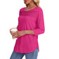 💕Last Day 50% OFF👚2026 Women's 3/4 Length Sleeve Top Pleated Front T-Shirt ✨