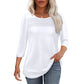💕Last Day 50% OFF👚2026 Women's 3/4 Length Sleeve Top Pleated Front T-Shirt ✨