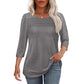 💕Last Day 50% OFF👚2026 Women's 3/4 Length Sleeve Top Pleated Front T-Shirt ✨
