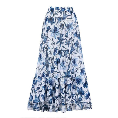 💥Special Offer: 50% Discount💥One-piece swimsuit with V-neck, lacing & print, plus skirt