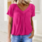 ⏰LIMITED HOT SALE JUST ￡10.99!!💥Women's Casual Pleated V-Neck Short-Sleeve Top
