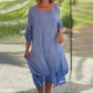 💖Limited Sale 50% OFF💖Women's Elegant Solid Color Round Neck Loose Fit Dress