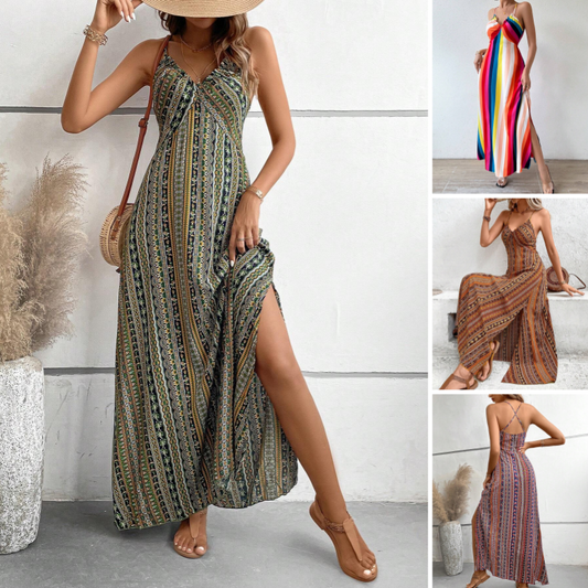 💎Hot Promotion 50% OFF💎Printed Cami Maxi Dress!  Floral Elegance, High Side Slit & Adjustable Straps✨