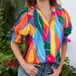 💓🛒50% OFF NOW! Women's Floral V-Neck Puff Sleeve Blouse – Romantic Design, Soft Fabric & 3 Vibrant Colorways 🌸✨
