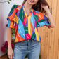 💓🛒50% OFF NOW! Women's Floral V-Neck Puff Sleeve Blouse – Romantic Design, Soft Fabric & 3 Vibrant Colorways 🌸✨