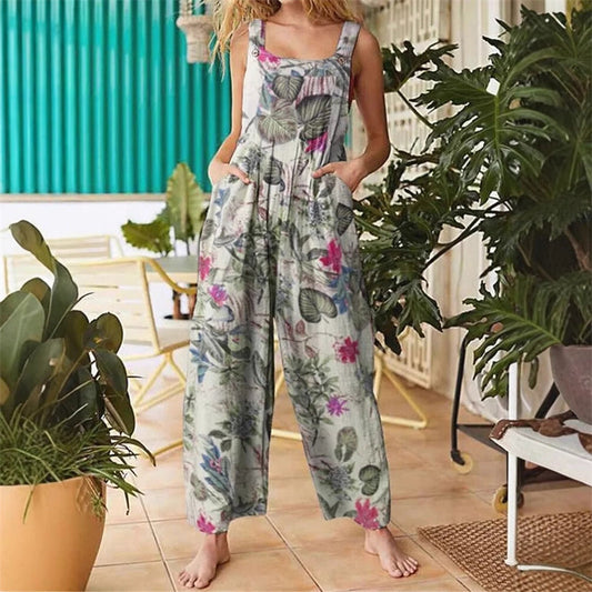 💎 Limited 50% OFF! 💎🌼 Flowy, Fun & Totally You! Women’s Printed Wide-Leg Overalls