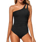 💥LAST DAY SALE 60% OFF🏖️👙One Shoulder One Piece Swimsuit For Women Tummy Control Bathing Suit