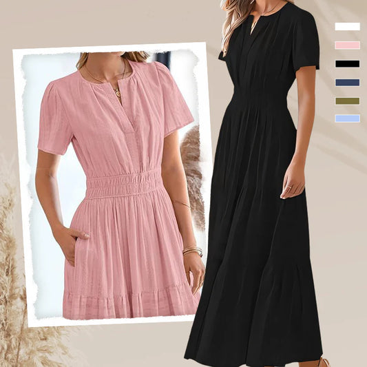 💐Hot Sale 50% OFF👗Women's Casual Summer Short-Sleeve V-Neck Long Dresses☀️🧳