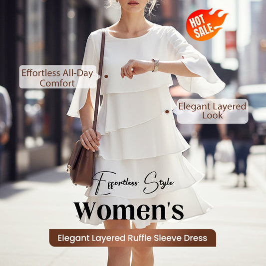 👗 60% OFF NOW! ✨ Women's Elegant Layered Ruffle Sleeve Dress – Flattering Fit, Flowy Silhouette & Charming Ruffles 🌸