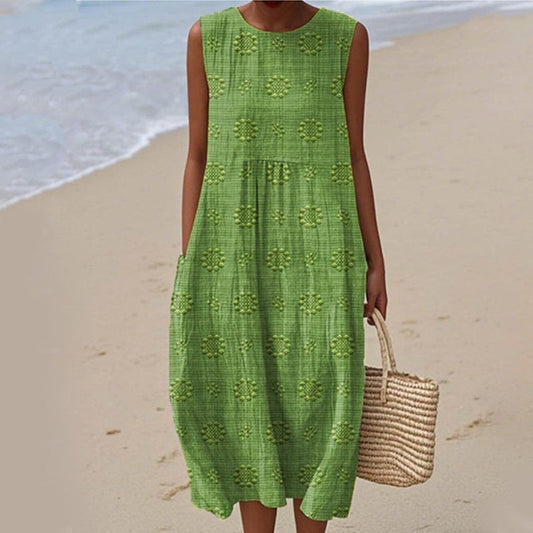 💥LAST DAY SALE 60% OFF🏖️Women's Casual Sleeveless Midi Dress