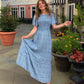 🌷Early Summer Sale-50% Off🌸2026 Summer Casual Floral Print Short Flutter Sleeve Crew Neck Smocked High Waist Flowy Maxi Dress