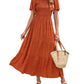 🌷Early Summer Sale-50% Off🌸2026 Summer Casual Floral Print Short Flutter Sleeve Crew Neck Smocked High Waist Flowy Maxi Dress
