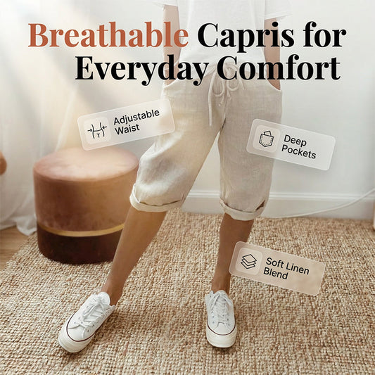 ⏳Time-Limited 50% OFF! 👖⏰Women’s Casual Cotton Linen Capris– Breathable, Comfortable & Effortlessly Chic 🌿✨