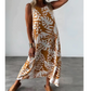 🔥Summer Hot Sale 50% OFF💝Sleeveless Leaf Printed Open Back V-Neck Maxi Dress