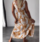 🔥Summer Hot Sale 50% OFF💝Sleeveless Leaf Printed Open Back V-Neck Maxi Dress