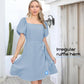 💖Limited Sale 50% OFF💖Women's Square Neck Tie Waist Dress