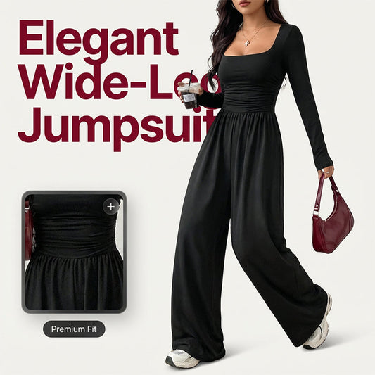 ⏳LAST DAY SALE ONLY ￡18.99!!💕🍂 Women's Casual Square Neck Wide-Leg Jumpsuit – Flattering Comfort & Effortless Autumn Style
