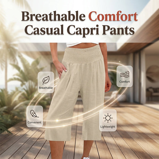 ⏳Time-Limited Special 50% OFF! 👖⏰Women’s Lightweight Elastic Waist Crop Pants Comfortable, Flowy & Perfect for Casual Summer Outfits ✨🌿