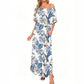👗 60% OFF NOW! 🌸 Printed Off-Shoulder Short Sleeve Maxi Dress – Floral Print, Ruffled Bodice & Hidden Pockets ✨