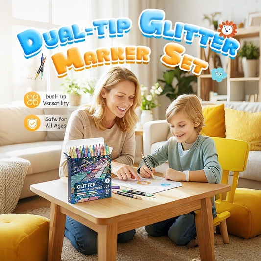 🔥 Hot sale 30% OFF🔥24 Colors Dual-Tip Glitter Marker Set