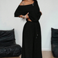👗 LIMITED-TIME 50% OFF! 💥 Women's Off-Shoulder Top & Pants 2-Piece Set – Asymmetrical, Wide-Leg, Soft Fabric ⚡