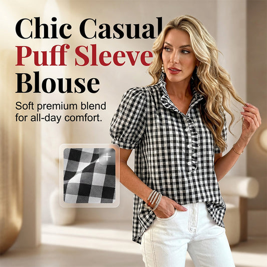 🔥LAST DAY SALE - 60% OFF🔥Women's Casual Ruffled Puff Sleeve Top