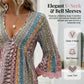 📢📢40% OFF !! ⏰The Bohemian Lace Trim Dress: V-neck, Long Sleeves, All-over Print